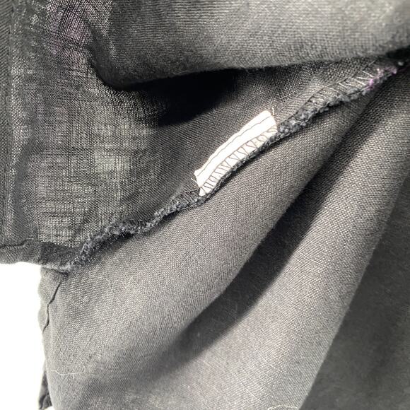 LINEN Blouse Womens M Swing Tank Top Round Neck Sleeveless Black - Picture 8 of 11